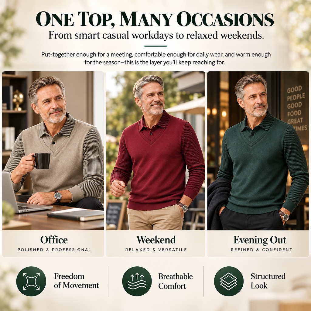 Men's Faux Two-Piece Thermal Long Sleeve Top