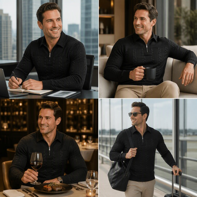 📢📢50%Rabatt!!!🎉✨Langarm-Half-Zip-T-Shirt für Herren