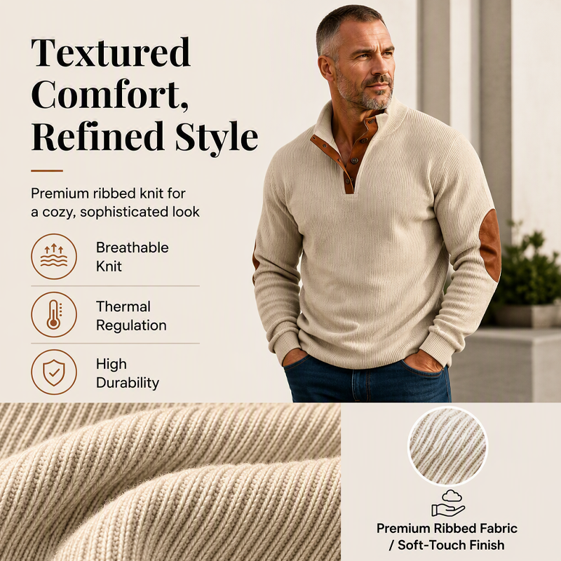 🏷️ Elevated Texture | Men's Corduroy Stand-Collar Sweatshirt